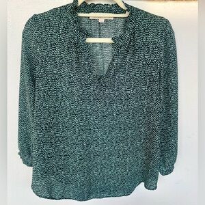 Women's Green and Blue Patterned Blouse